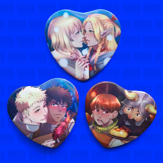 NEW!! Heart Button Set - Dungeon Meshi